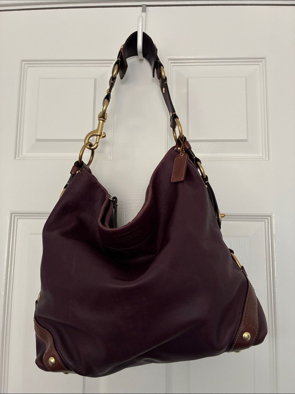 Authentic Coach Carly Y2K Maroon / Brown Leather Slouchy Hobo Shoulder Bag - Picture 4 of 9